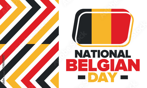 Belgian National Day. Belgium Independence day. Annual holiday in Belgium, celebrated in Jule 21. Patriotic design. Poster, greeting card, banner and background. Vector illustration