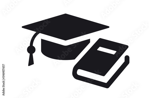 Square academic cap with book icon