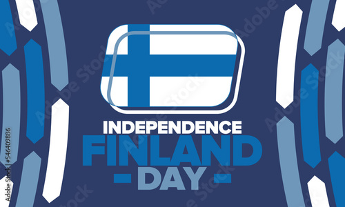 Finland Independence Day. Finnish national happy holiday, celebrated annual in December 6. Finland flag. Patriotic elements. Poster, card, banner and background. Vector illustration