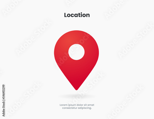 Target pin point icon. Red map location pointer icon symbol sign. Gps marker with isolated white background for mobile app website UI UX.