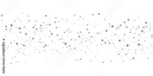 Silver stars vector background, sparkling Christmas confetti falling isolated on white. magic shining flying stars glitter backdrop, sparkle border