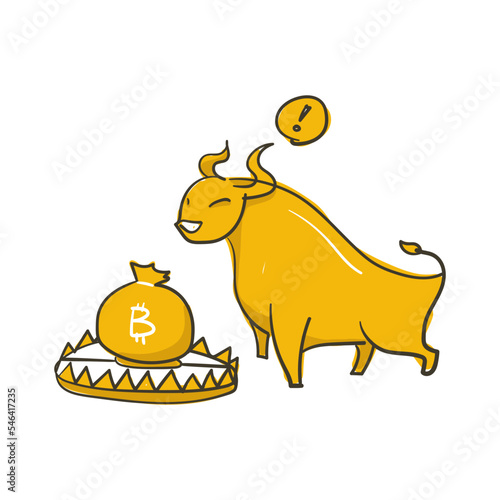 Bull trap. Hand drawn cartoon concept vector illustration.