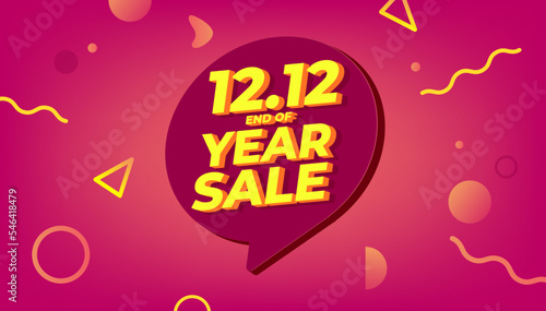 12.12 End of year sale banner. Big sale event on red background. Social media, shopping online. vector