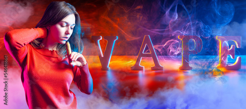 Vape girl. Woman vaper and ...