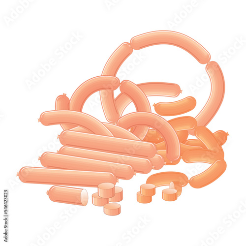 Meat sausage vector illustration isolated on white background