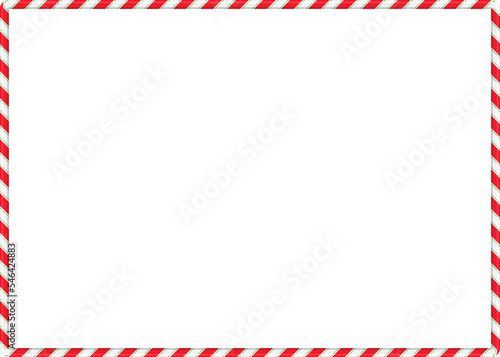 Christmas red, green, white striped candy cane rectangle frame , 7 to 5 ratio scale border isolated on transparent background, clip art, cut out, PNG illustration for new year, invitation design.