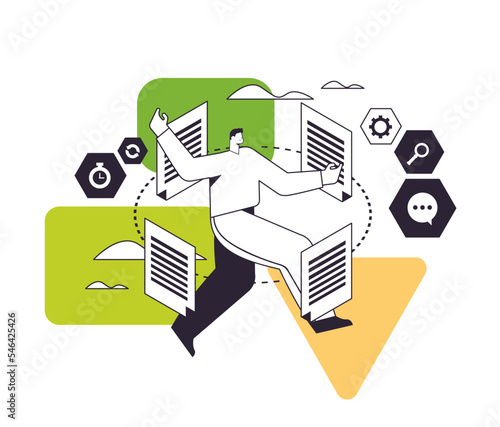 overworked businessman working with paper documents paperwork deadline concept