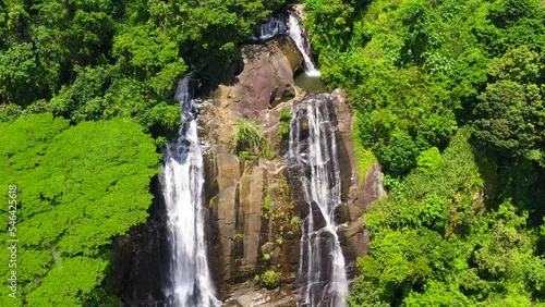 Aerial view of Waterfall in the jungle. Sri Lanka. Hunas Falls in the rainforest. Hunnasgiriya, Sri Lanka. photo