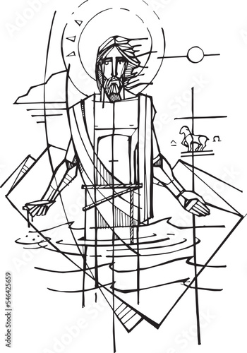 Fotografie, Obraz Hand drawn illustration of saint john the baptist.