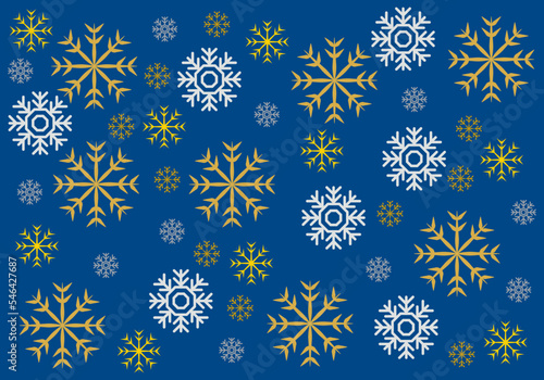 Fondo de copo de nieve dorado y plateado.