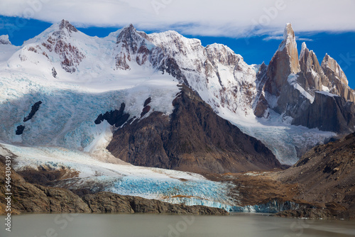 View on mountaintops and surroundings in Los Glaciares National Park in Argentina