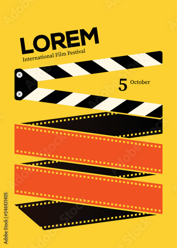 Movie and film poster design template background with vintage filmstrip