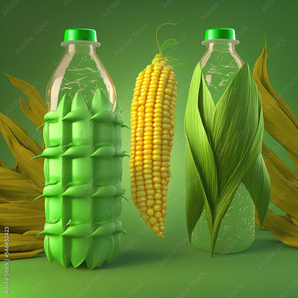 Bioplastic and biodegradable plastic, green plastics made with renewable raw materials biomass