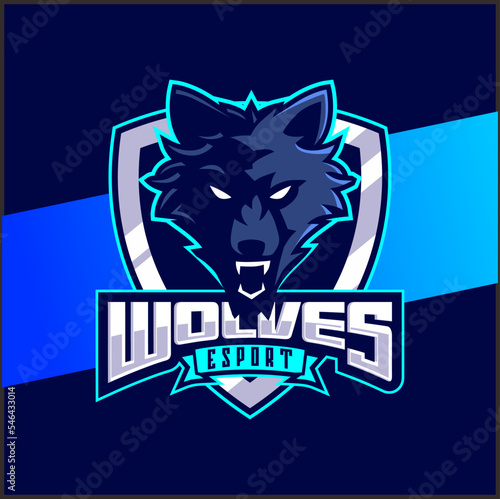 wolves head mascot esport logo design wolf character for sport and gaming logo