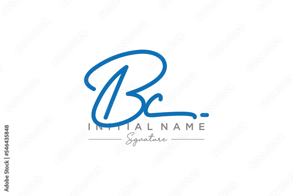Initial BC signature logo template vector. Hand drawn Calligraphy lettering Vector illustration. Initial BC signature logo template vector. Hand drawn Calligraphy lettering Vector illustration.