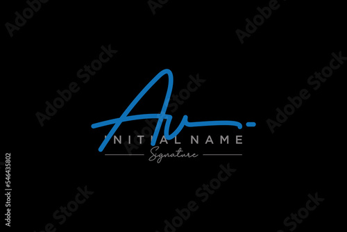 Initial AV signature logo template vector. Hand drawn Calligraphy lettering Vector illustration.