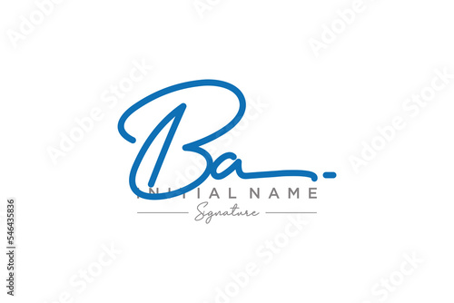 Initial BA signature logo template vector. Hand drawn Calligraphy lettering Vector illustration.