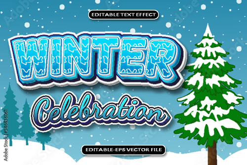 Winter Celebration Text Effect 3D Emboss Style Design photo