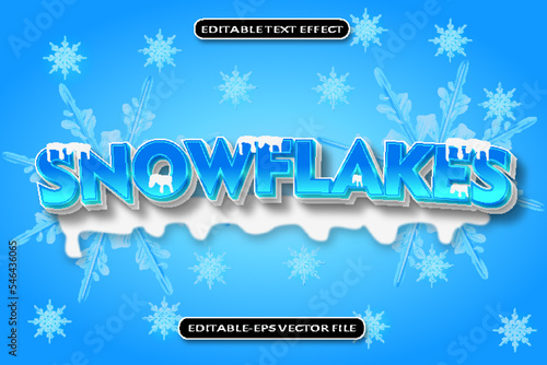 Snowflakes Editable Text Effect 3D Emboss Style Design