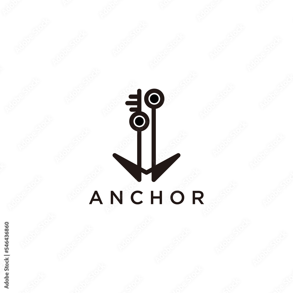 Anchor logo icon design template flat vector