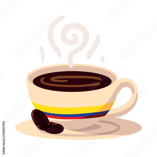 colombian coffee cup and beans