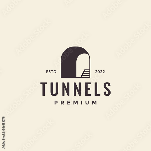 tunnel with stairs hipster logo design