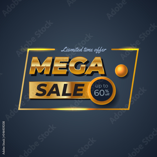 golden mega sale offer banner discount promotion layout for social media luxury elegant classy