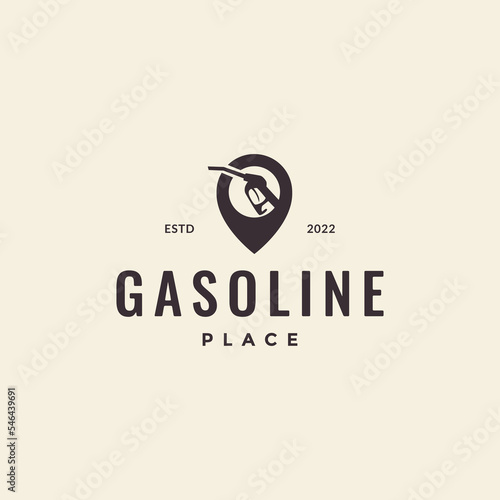 gasoline with pin map location logo design