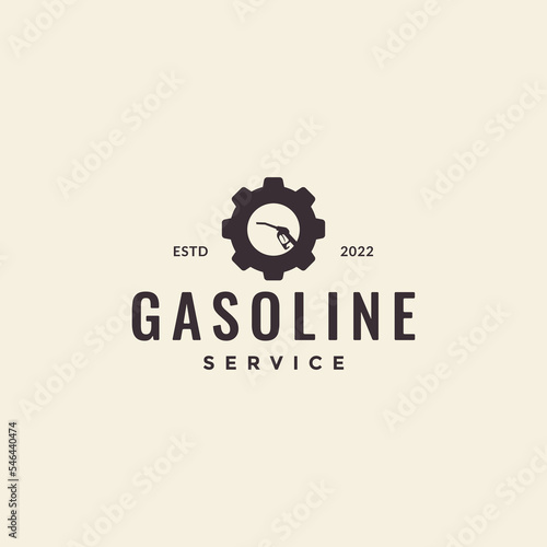 gasoline with service gear hipster logo design vector
