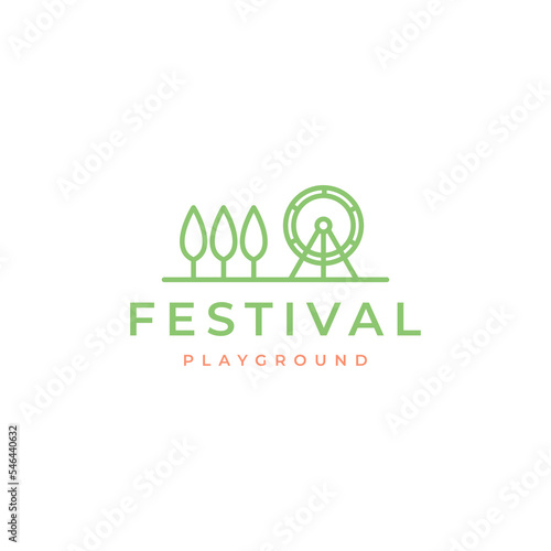 fair festival with park logo design vector