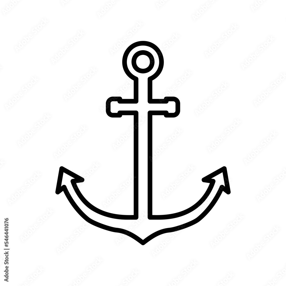 Anchor icon for marine or cruise ship in black outline style Anchor icon for marine or cruise ship in black outline style