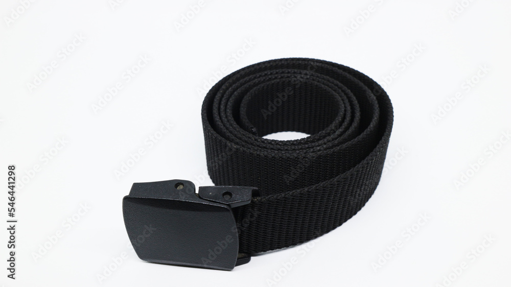black belt of plastic anti detection iron metal silver isolated white black belt of plastic anti detection iron metal silver isolated white