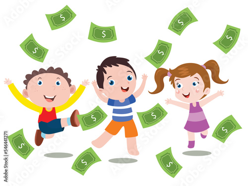 children playing with money