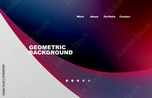 Landing page abstract liquid background. Flowing shapes, round design and circle. Web page for website or mobile app wallpaper