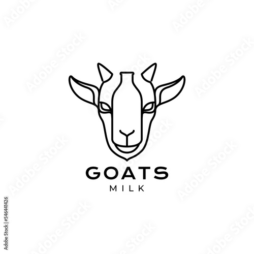 milk bottle with head goat minimalist mascot logo design vector