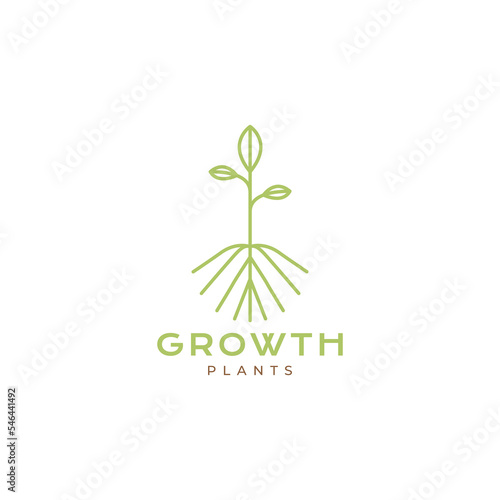 green plant growth field farm minimalist logo design vector