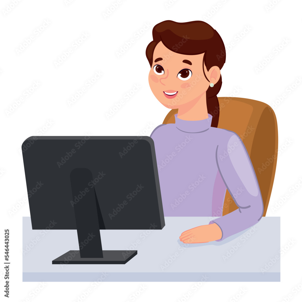 woman using computer