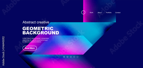 Triangles with fluid gradients, abstract landing page background. Minimal shapes composition for wallpaper, banner, background, leaflet, catalog, cover, flyer