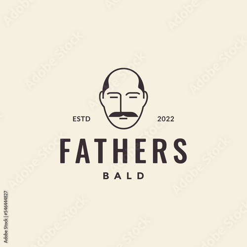 head father bald and mustache hipster logo design vector
