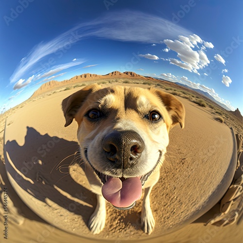 Εκτύπωση καμβά happy dog face in the fisheye camera