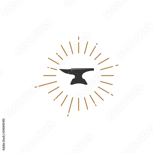 Blacksmith Iron Anvil Foundry vintage retro logo design