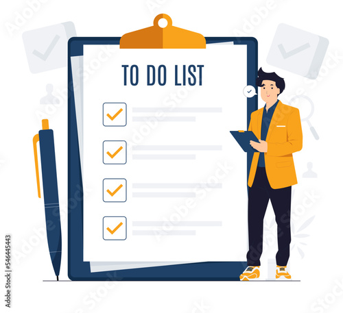 To do list planning checklist on notepad paper daily task or agreement concept illustration