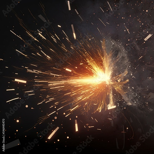Realistic sparks of weld metal blade, firework