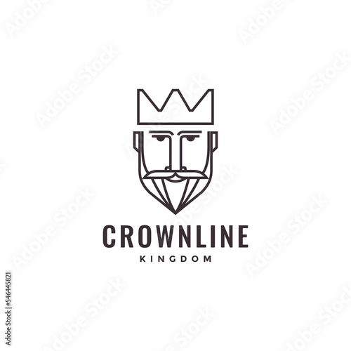 old man king bearded line polygon logo design vector