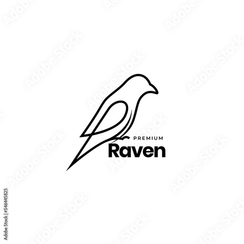 bird raven minimal modern line logo design vector