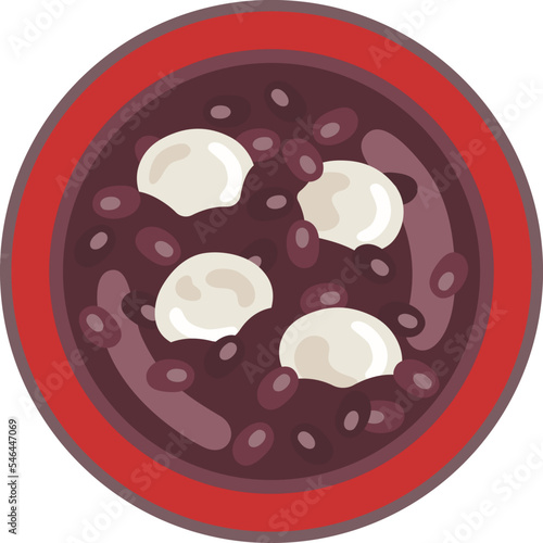 おわんに入った、白玉ぜんざいのイラスト