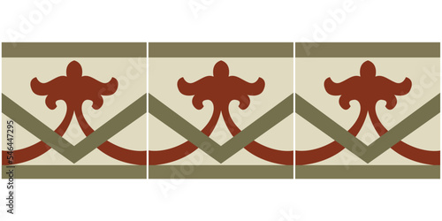 Ceramic Tiles strip. Hydraulic Spanish ceramic design. Floral decorative ornament from Granada and Almeria. 