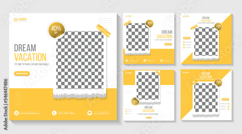 Travel social media post design template set