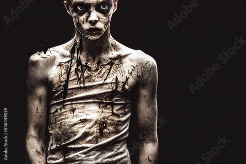 Young man zombie rotting flesh blood gore © Martin