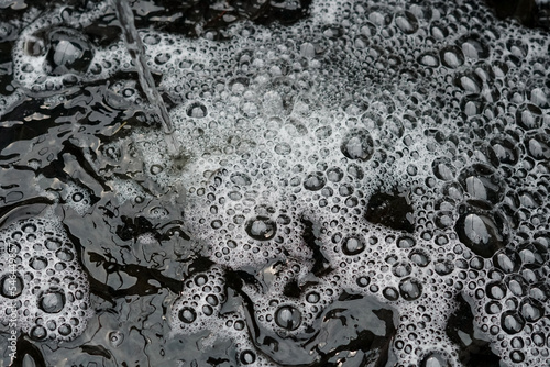 selective focus of foam on the water surface   